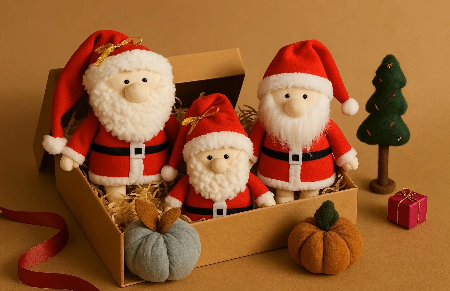 خرید مجموعه عروسک کریسمس نمدی و پارچهای | دکوری خاص زمستانی و هدیه کریسمس