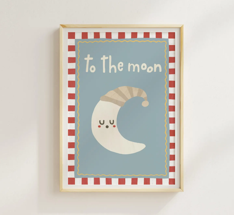  مجموعه تابلو دکوراتیو کودک مدل “تا ماه و برگشت” - تم آسمان و ستاره 