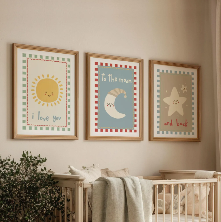 مجموعه تابلو دکوراتیو کودک مدل “تا ماه و برگشت” - تم آسمان و ستاره