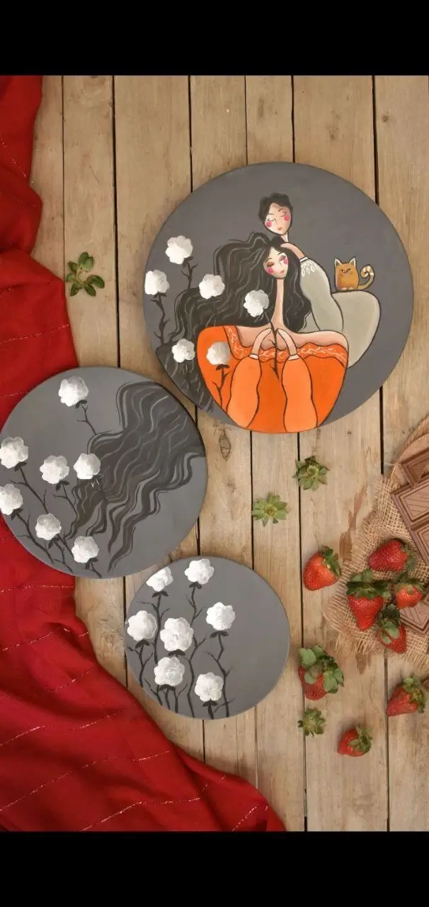  بشقاب سفالی با نقاشی آکرلیک دکوراسیونی منحصر به فرد و خاص 