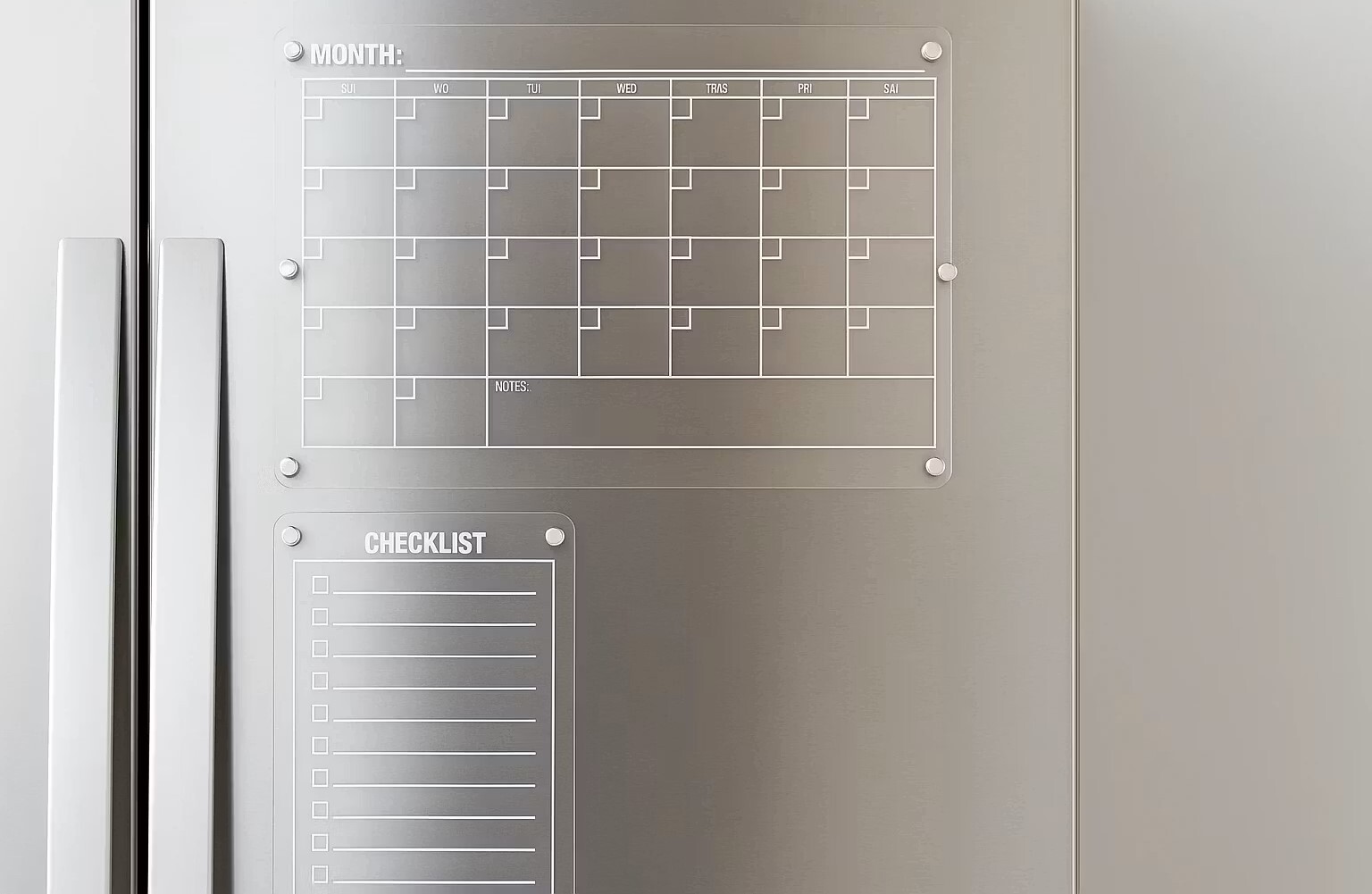 تقویم ماهانه مگنتی یخچال با چکلیست؛ پلنر شفاف و کاربردی