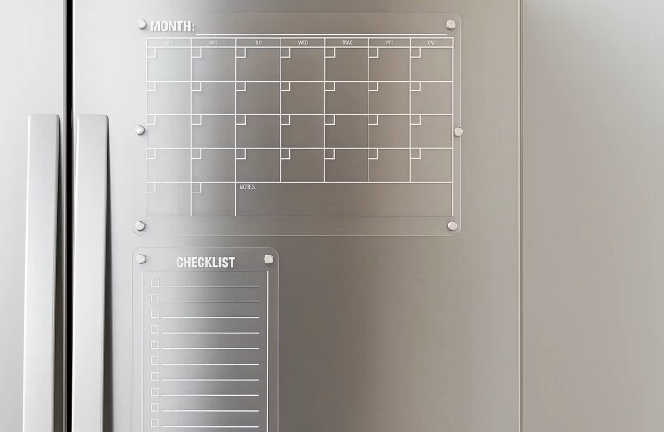 تقویم ماهانه مگنتی یخچال با چک‌لیست؛ پلنر شفاف و کاربردی