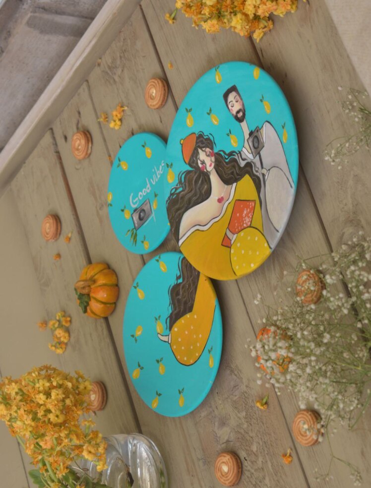 بشقاب سفالی دکوری با نقاشی آکرلیک