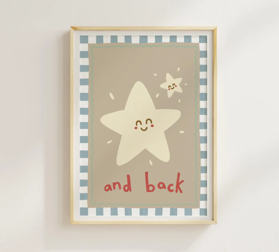  مجموعه تابلو دکوراتیو کودک مدل “تا ماه و برگشت” - تم آسمان و ستاره 